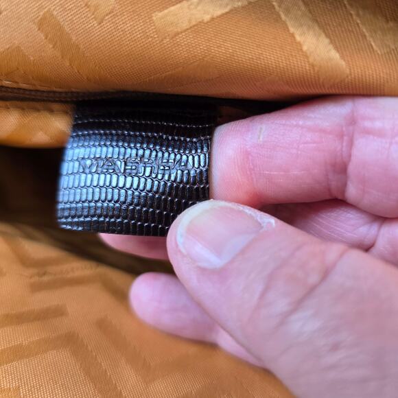 Via Spiga Purse Womens Expresso Snake Embossed Leather Classic Old Money READ - Picture 8 of 16